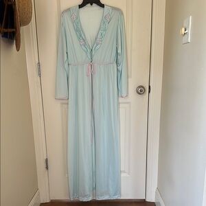Elegant Light Aqua Blue Vintage Robe